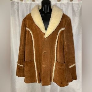 1970's Pioneer Wear Mens brushed Leather Coat 48 long​​​​​​​